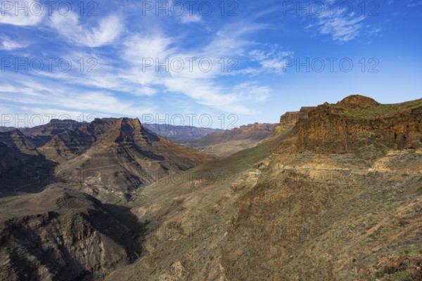 View of the Barranco de Fataga from the Degollade de las Yeguas viewpoint, Gran Canaria, Canary