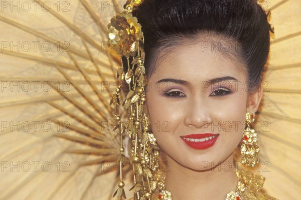 Thai woman smiling, Flower festival, Chiang Mai, Thailand, Asia