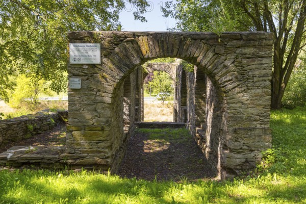 Kahnhebehaus on the Freiberger Mulde in Halsbrücke, Saxony, Germany, Europe
