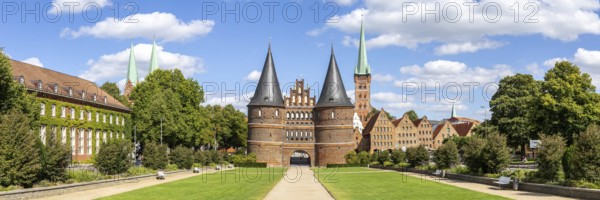 Holstentor Holsten Tor Panorama in the Hanseatic city of Lübeck, Germany, Europe