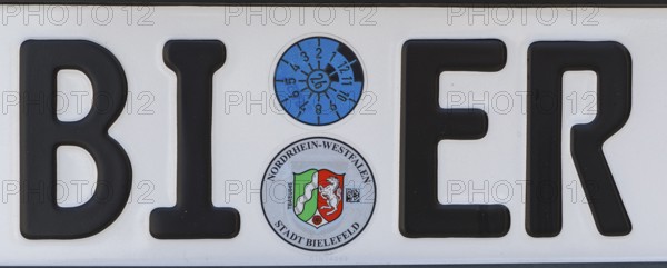 Symbolic image, licence plate, word BIER, Germany, Europe