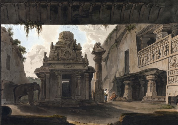 Indra Sabha, a Jain cave north of the Kailash temple in Ellora, known as Indrasabha. It is the