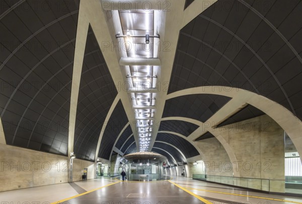 Modern architecture of the Heumarkt light rail station. Kölner Verkehrs-Betriebe AG (KVB) is a