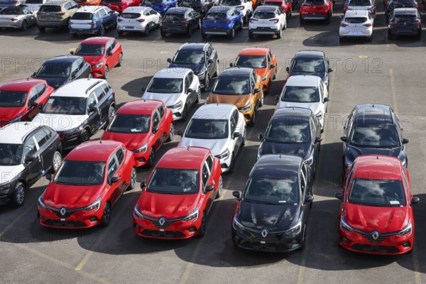 Duisburg, North Rhine-Westphalia, Germany, new cars, transhipment centre, car terminal in Duisburg