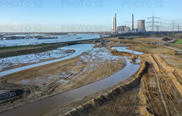 Dinslaken, North Rhine-Westphalia, Germany, New Emscher estuary into the Rhine. Construction site