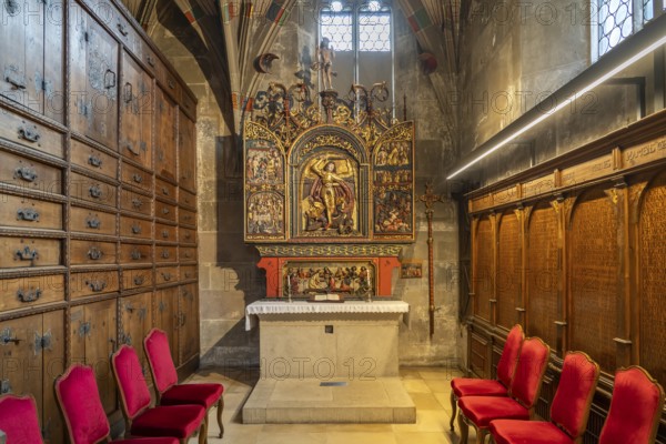 St Michael's altar in the sacristy of the Protestant parish church of St Michael, Schwäbisch Hall,