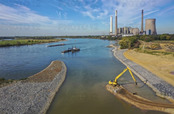 Dinslaken, Voerde, North Rhine-Westphalia, Germany, Emscher estuary into the Rhine. Construction