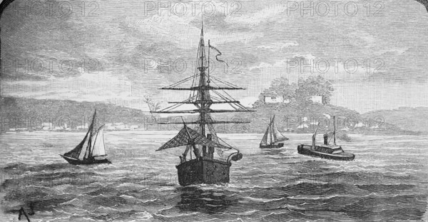Ruins of Fort Gross Friedrichsburg on the Ghanaian Atlantic coast, seen from the Gold Coast, former