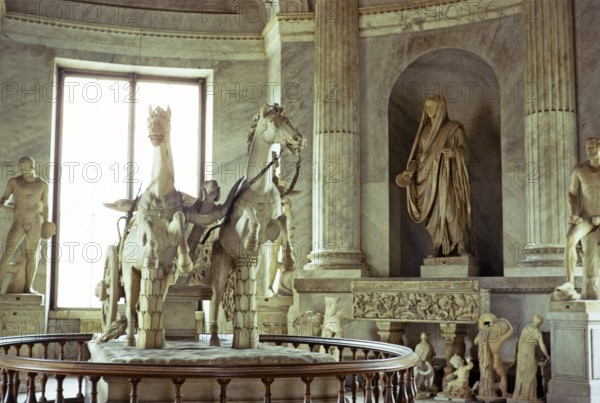 Chariot sculpture Hall of the Chariot, interior of the Vatican, Rome, Italy 1974