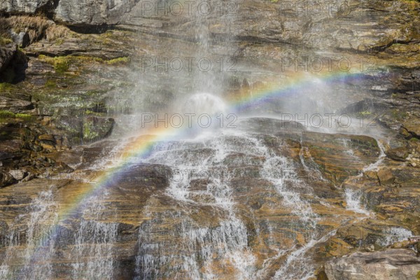 Rainbow. Melnikfall, a waterfall located at the Malta Hochalm road. Carithia, Austria, Europe