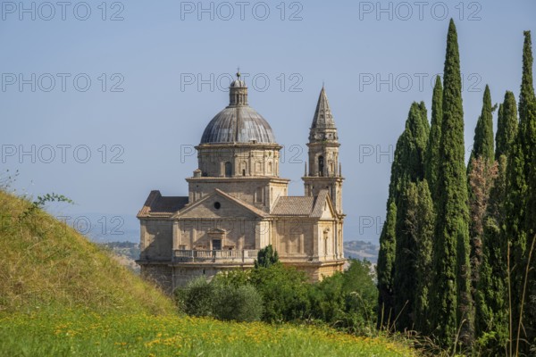 San Biagio Renaissance Church in summer, architect Antonio da Sangallo, Montepulciano, Tuscany,