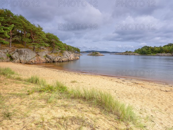 Kanelstranda, coast in Furulunden nature park Park by the Mannefjord, Mandal, Norway, Europe