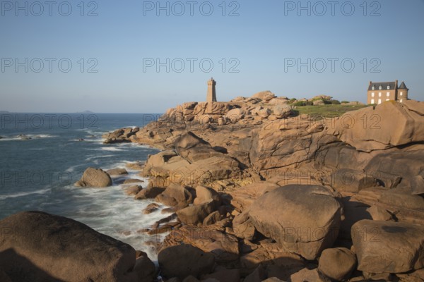 Lighthouse Mean Ruz at Ploumanach, Cotes d'Armor in the last evening light