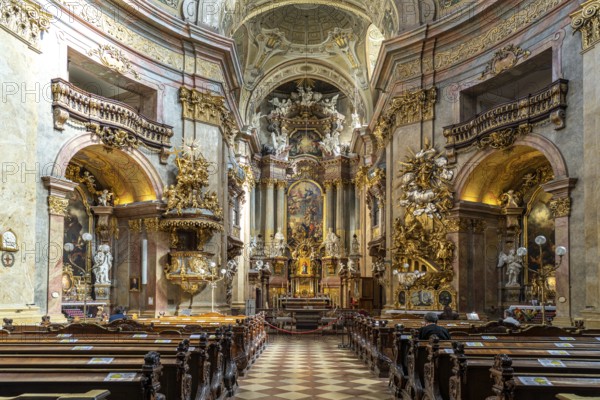 Interior of the baroque St Peter's Church in Vienna, Austria, Europe