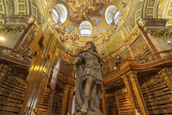 Statue of Emperor Charles VI by Peter and Paul Strudel, State Hall of the Austrian National Library