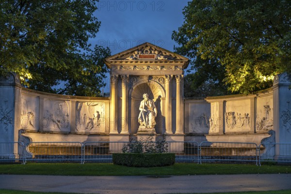 The Grillparzer monument in the Volksgarten at dusk, Vienna, Austria, Europe