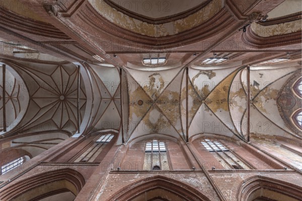 Vaulted ceiling of St George's Church, Brick Gothic, Wismar, Mecklenburg-Western Pomerania