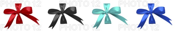 Set of silk ribbon tied in a bow ready for your present isolated on a white background