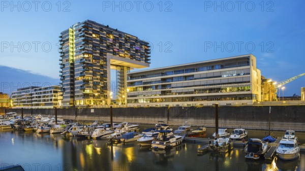 Marina, Kranhaus, Rheinauhafen, Cologne, North Rhine-Westphalia, Germany, Europe