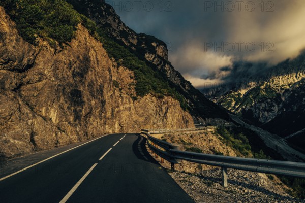 Hahntennjoch pass road in Tyrol in Lechtal, Austria, Europe