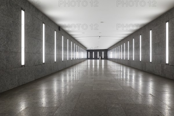 Tunnel subway to Museumsinsel underground station illuminated with LED light, Berlin, 07.02.2025,