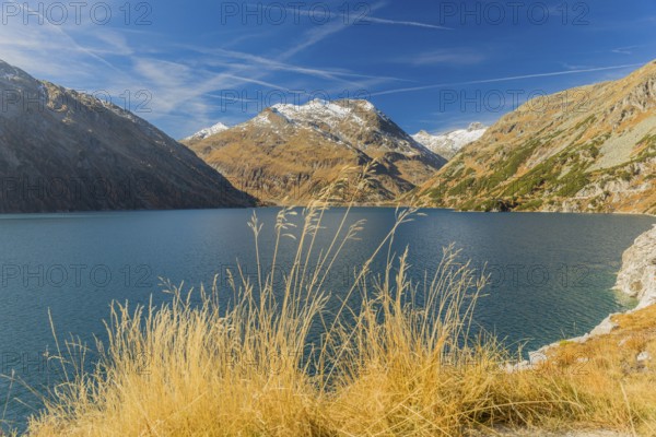 Kölnbrein reservoir on a bright sunny morning. Carithia, Austria, Europe