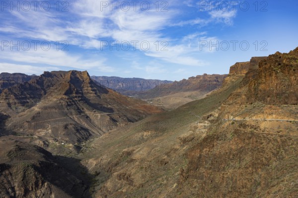 View of the Barranco de Fataga from the Degollade de las Yeguas viewpoint, Gran Canaria, Canary
