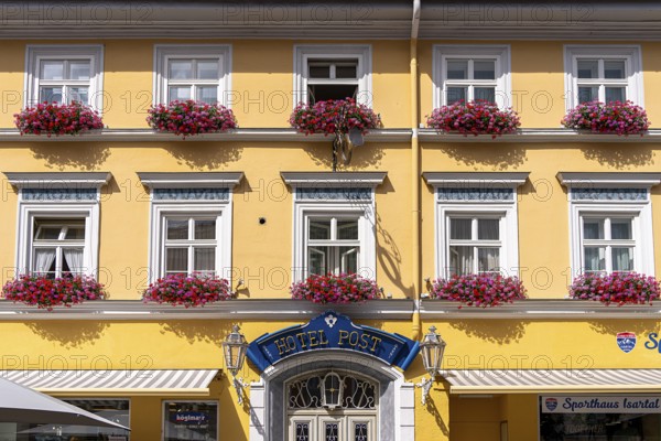Architecture in the shopping street of Murnau am Staffelsee, Bavaria, Germany, Europe