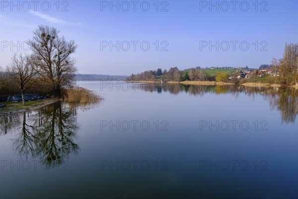 Waginger See, Tachinger See, at the jetty near Tettenhausen, Rupertiwinkel, Upper Bavaria, Bavaria,