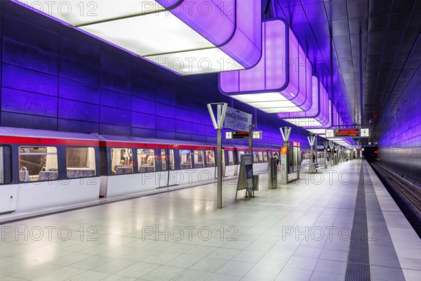 Hochbahn Hamburg metro metro station at Hafencity University station in Hamburg, Germany, Europe
