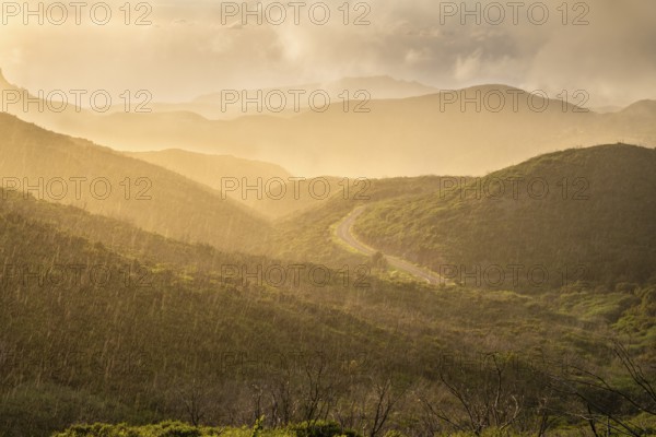View from a path below the summit of Garajonay to other mountains of the Garajonay National Park
