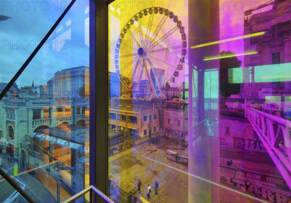 Marollescenece, art installation The Cube, coating of the windows with translucent dichroic films,
