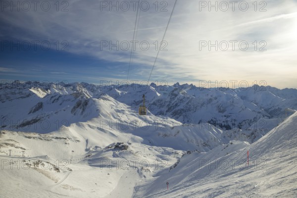 Panorama of the Nebelhorn, 2224m, at Hoefatsblick station, near Oberstdorf, Allgäu Alps, Allgaeu,