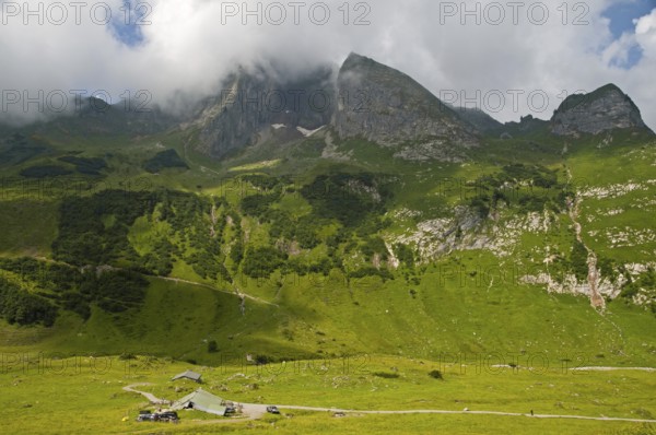 East side of the Hoefats 2259m, from Laufbacher Eck-Weg, Allgaeuer Alpen, Allgaeu, Bavaria,