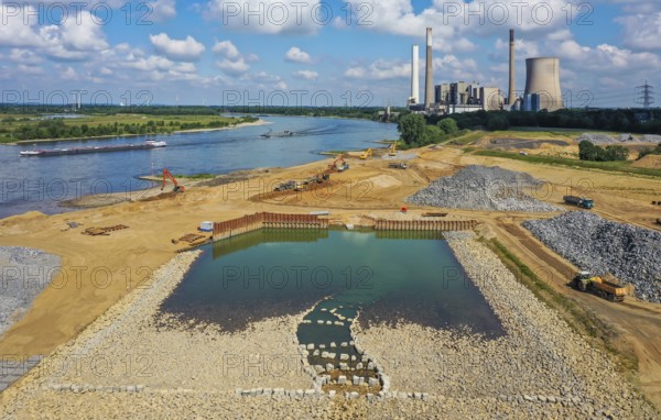 Dinslaken, Voerde, North Rhine-Westphalia, Germany, Emscher estuary into the Rhine. Construction