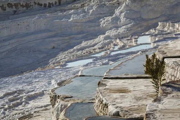 Sintered limestone terraces of Pamukkale, Pamukkale, Denizli province, Aegean region, Turkey, Asia