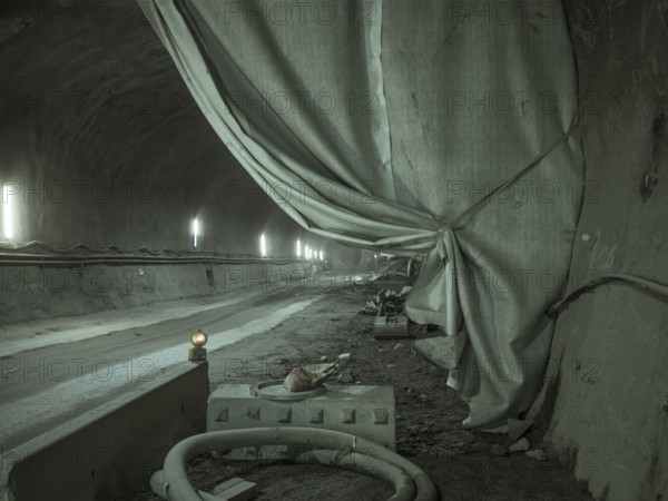 Tunnel section in construction lot H41 in the Sill Gorge, Brenner Base Tunnel, Tyrol, Austria,