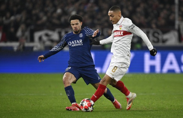 Duel, action Warren Zaire-Emery FC Paris Saint-Germain PSG (33) against Enzo Millot VfB Stuttgart