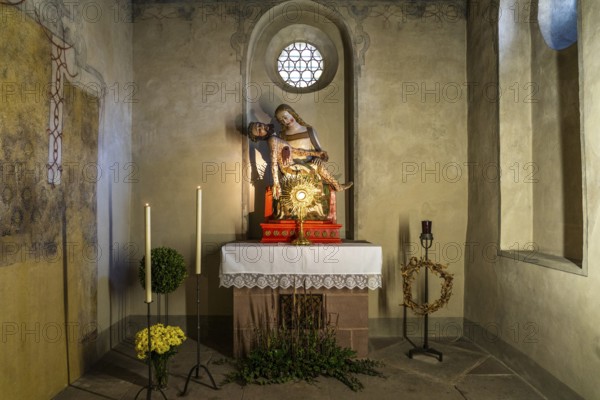 Pieta in the baptistery of St Peter's Cathedral, Fritzlar, Schwalm-Eder district, Hesse, Germany,