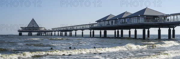 Waves in front of the pier, Heringsdorf, Usedom Island, Baltic Sea, Mecklenburg-Western Pomerania,