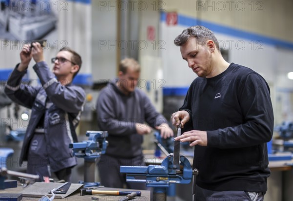 Oberhausen, North Rhine-Westphalia, Germany, Apprentices in metalworking professions. Apprentices
