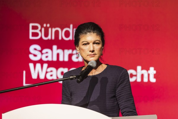 Sahra Wagenecht during her election campaign speech, portrait. Election event of the party Bündnis