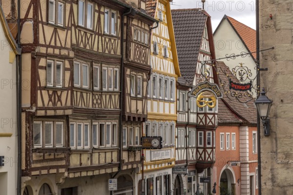 Half-timbered houses in the old town centre of Ochsenfurt, Lower Franconia, Bavaria, Germany,