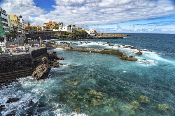 Seawater swimming pool and beach of San Telmo on the coast of Puerto de la Cruz, Tenerife, Canary