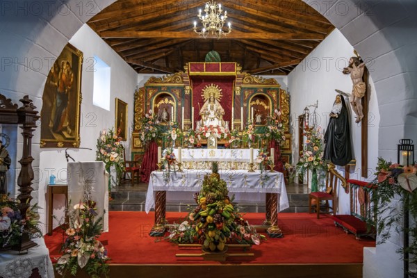 The Parroquia Nuestra Señora de la Salud church decorated for the Bajada in Arure, La Gomera,