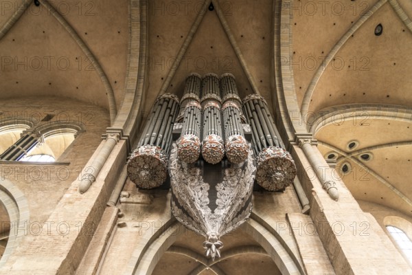 Church organ in the interior of St Peter's Cathedral, UNESCO World Heritage Site in Trier,