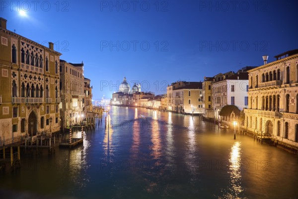 View on 'Canal Grande' at 'Ponte dell'Accademia' bridge to 'Basilica di Santa Maria della Salute'