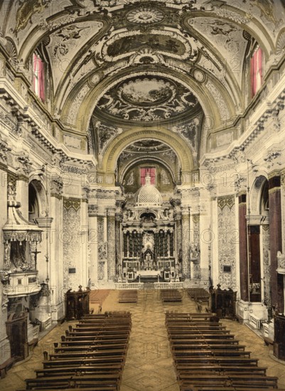 Interior of the Jesuits' Church, Venice, Italy, Historic, digitally restored reproduction from a