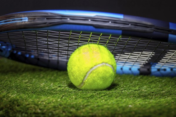 Tennis symbol: close-up of a tennis racket with tennis ball