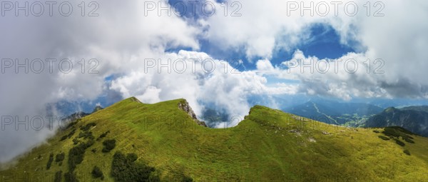 Drone image, At the summit of the Gamsfeld in the Osterhorn group, Russbach, Salzkammergut,